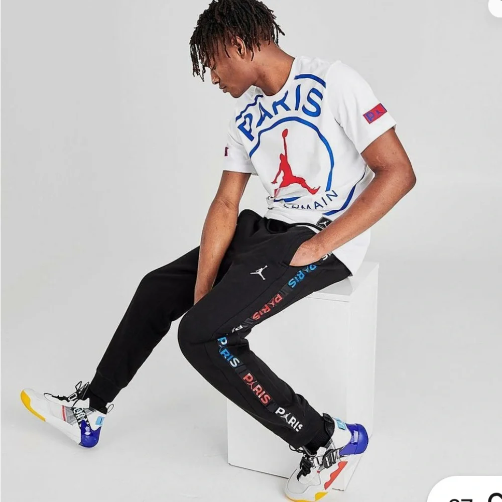 Mens Black Joggers with Paris Logo